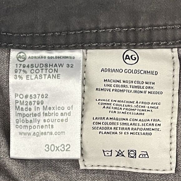 AG Adriano Goldschmied Everett Pants Mens 30X32 Gray Slim Straight Fit Stretch - Picture 4 of 15
